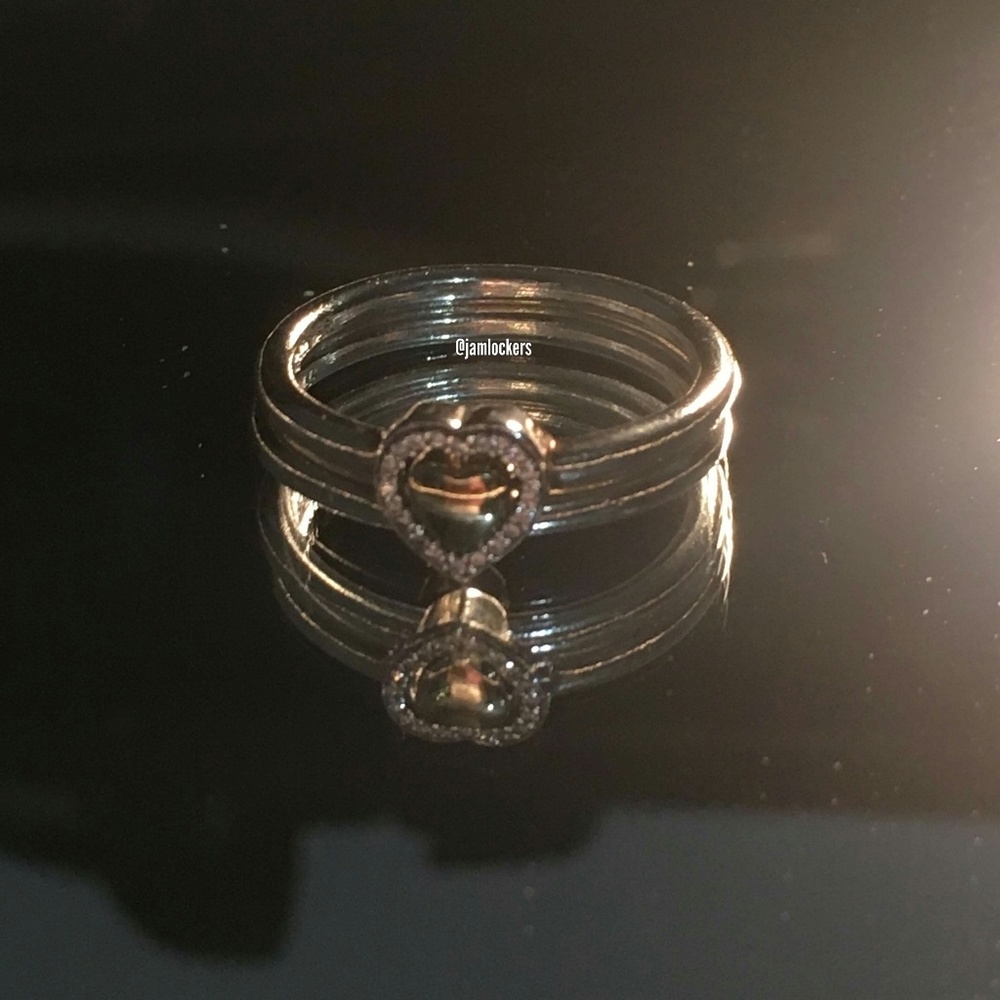 Puzzle heart set with 14K gold, Pandora rings